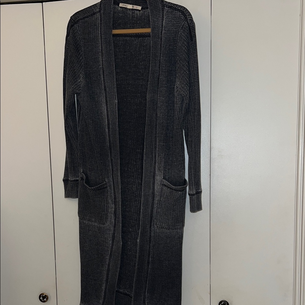 Vanilla Star Charcoal Open Front Cardigan